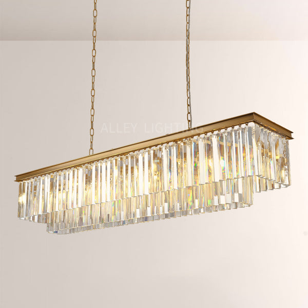 1920s Art Deco Rectangular Chandelier 59"