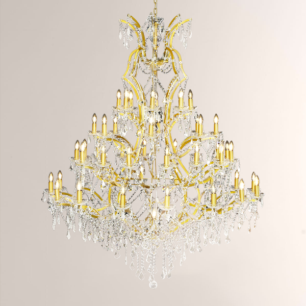 19th C. Rococo Iron & Crystal Round Chandelier 60"