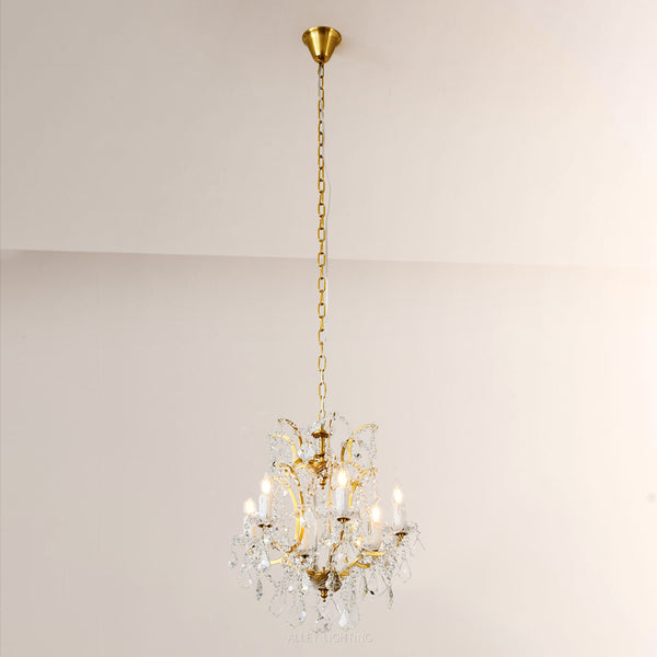 19th C. Rococo Iron & Crystal Round Chandelier 18"
