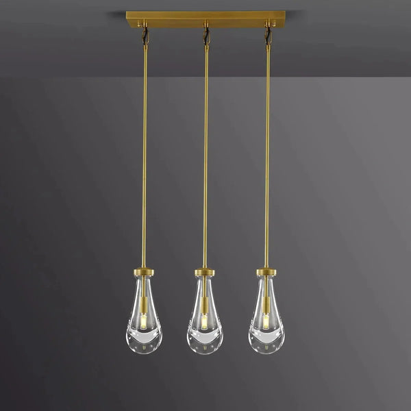 Raindrops 3-Light Rod Rectangular Chandelier