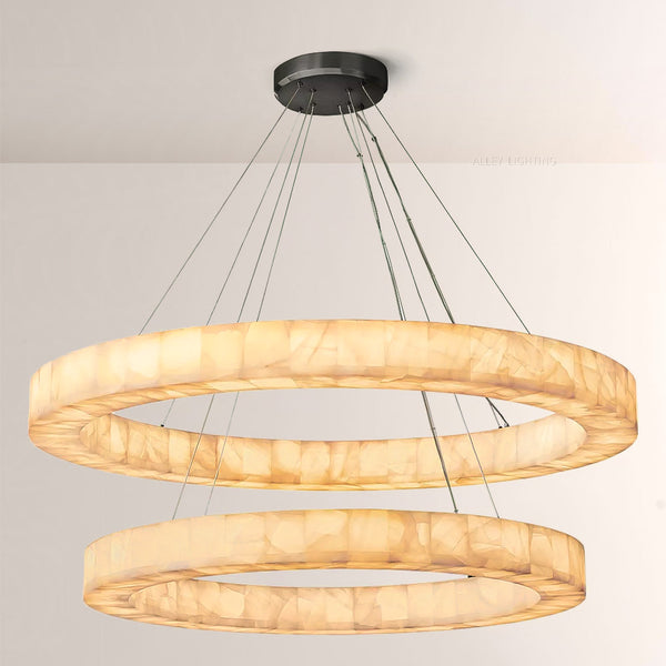 Derive 2-Tier Round Calcite Chandelier 60"