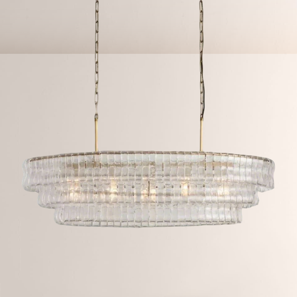 Lime Glass Oval Chandelier 54"W/65"W