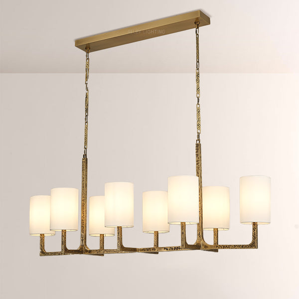 Waring Linen Linear Chandelier 54" For Dining Room
