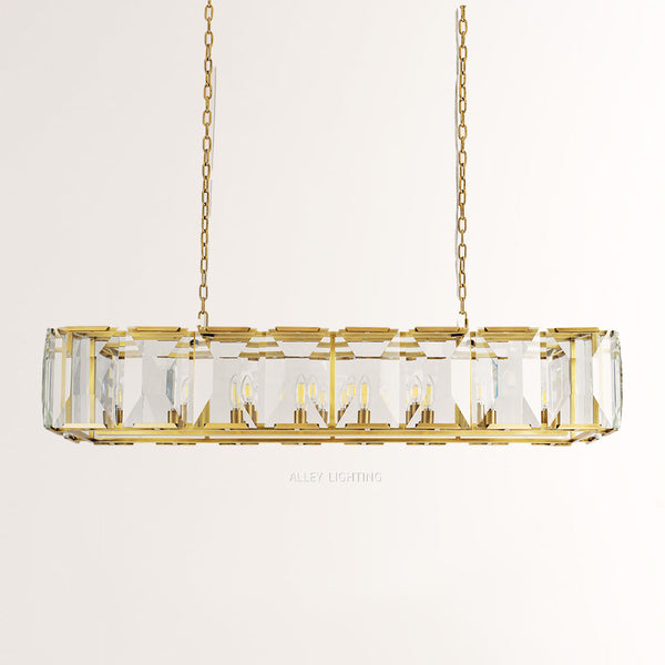 Aubrey  Crystal Rectangular Chandelier 54"