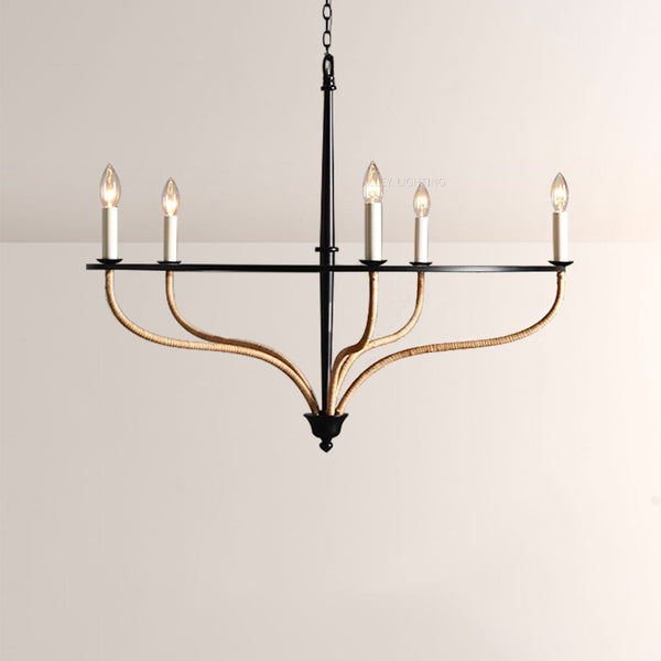 Rosalind Rattan Chandelier in Black